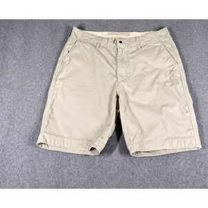 Relwen Shorts Mens 34 x 9" Tan Flat Front Chino Hiking Golf Outdoor Stretch